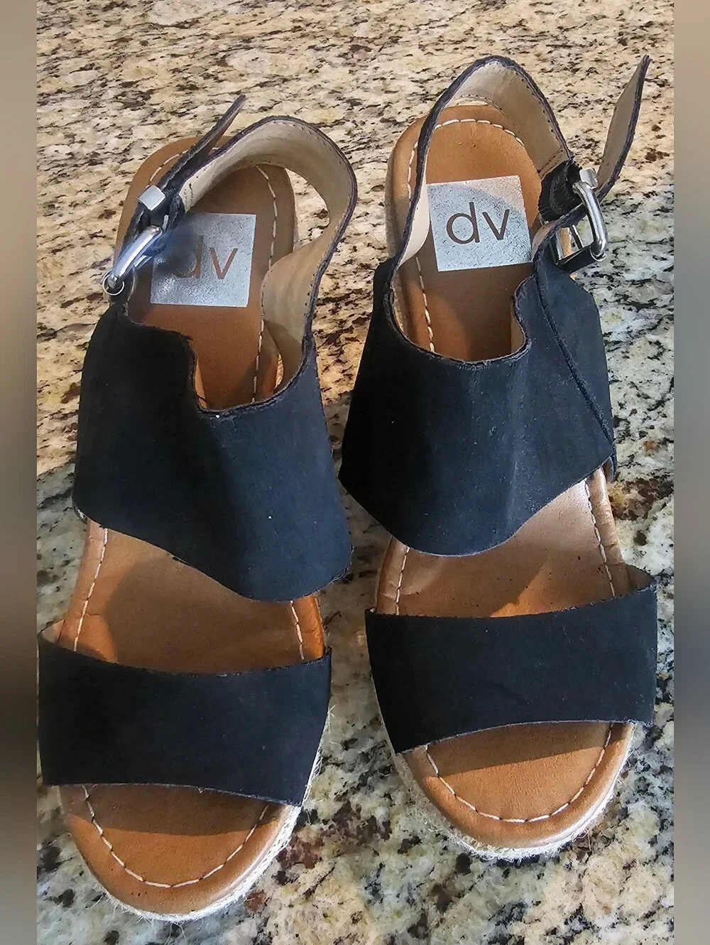 Dv By Dolce Vita Black Women’s Wedge Espadrille Sandals - Suede Upper Size 7